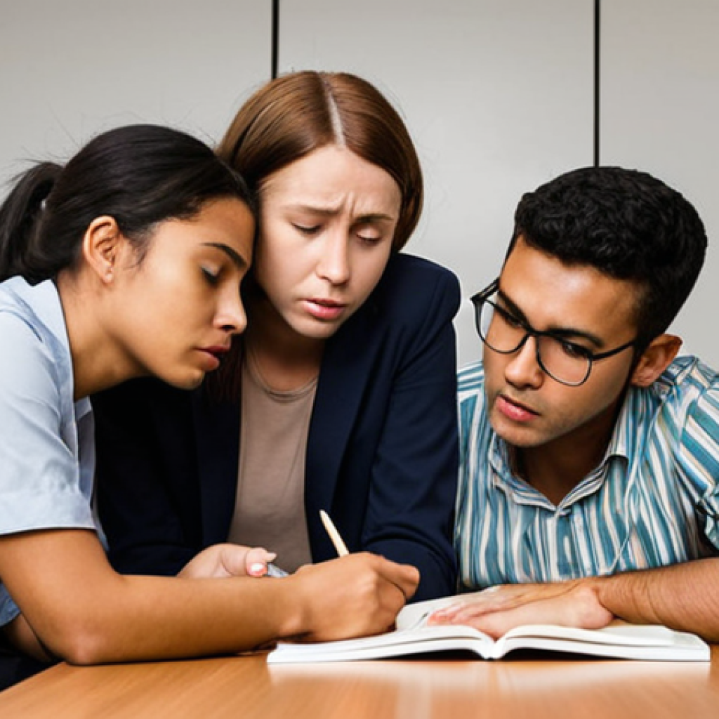**Prompt:** A diverse group of CFA candidates intensely studying together, late at night in a modern, well-lit study room. Some are pointing at a textbook, others are having a "lightbulb moment" as a concept clicks, while one person offers a reassuring pat on the back to another looking tired. The scene conveys strong camaraderie, shared intellectual struggle, emotional support, and collective resilience against the daunting task. Emphasize focused determination, subtle signs of exhaustion, and the profound bond of "we're in this together."