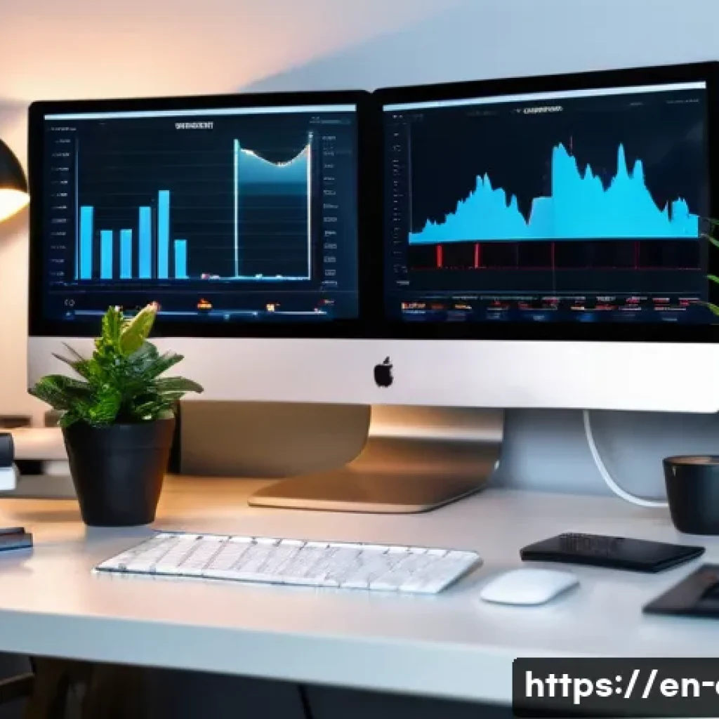 금융투자분석사의 커리어 만족도 - A modern financial analyst&rsquo;s home office scene during late evening, with multiple computer monitors ...