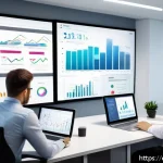 CFA와 스타트업 투자 분석 - A modern startup office scene with a diverse team of young professionals analyzing financial charts ...