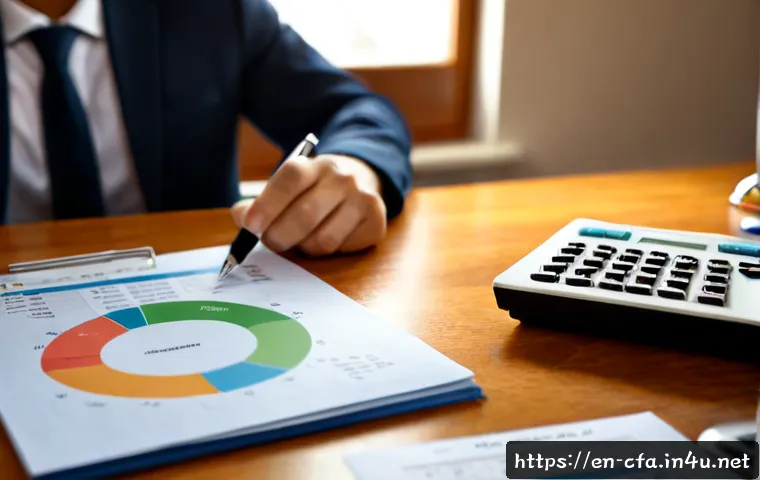 CFA 시험 중 압박감 극복법 - Photorealistic evening study scene of a focused young finance professional preparing for a demanding...